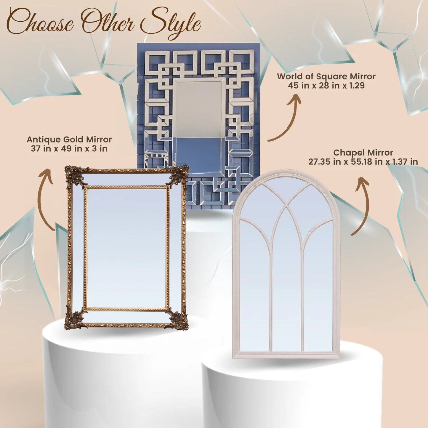 FFPEG Rectangular Baroque Style Antique Gold Mirror - Traditional Old-World Charm -Home Decor