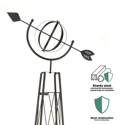 Panacea 86805 6 Ft Metal Garden Obelisk Trellis Sculpture with Armillary Topper