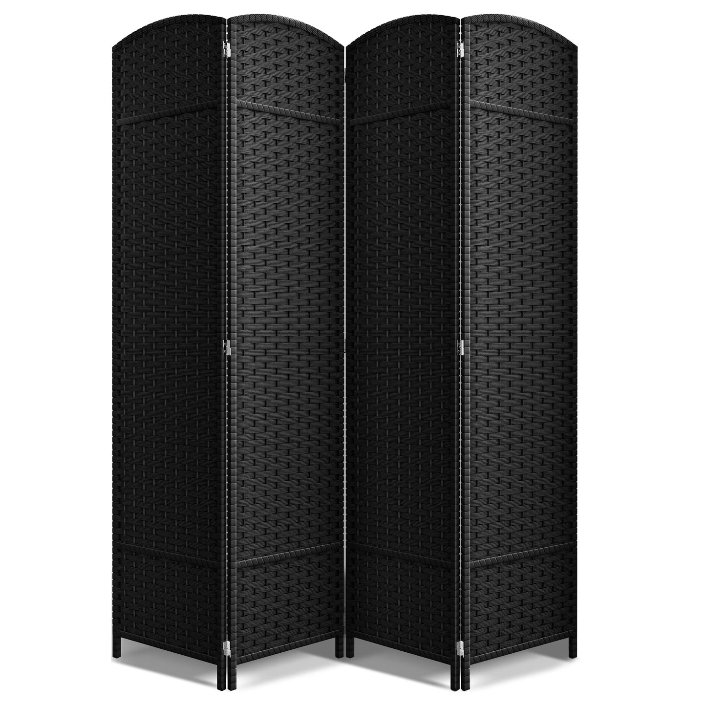 Sorbus 4 Panel Room Divider Tall Privacy Partition Screen Extra Wide Double Hinged Mesh Hand-Woven Folding Wall Divider - 6ft