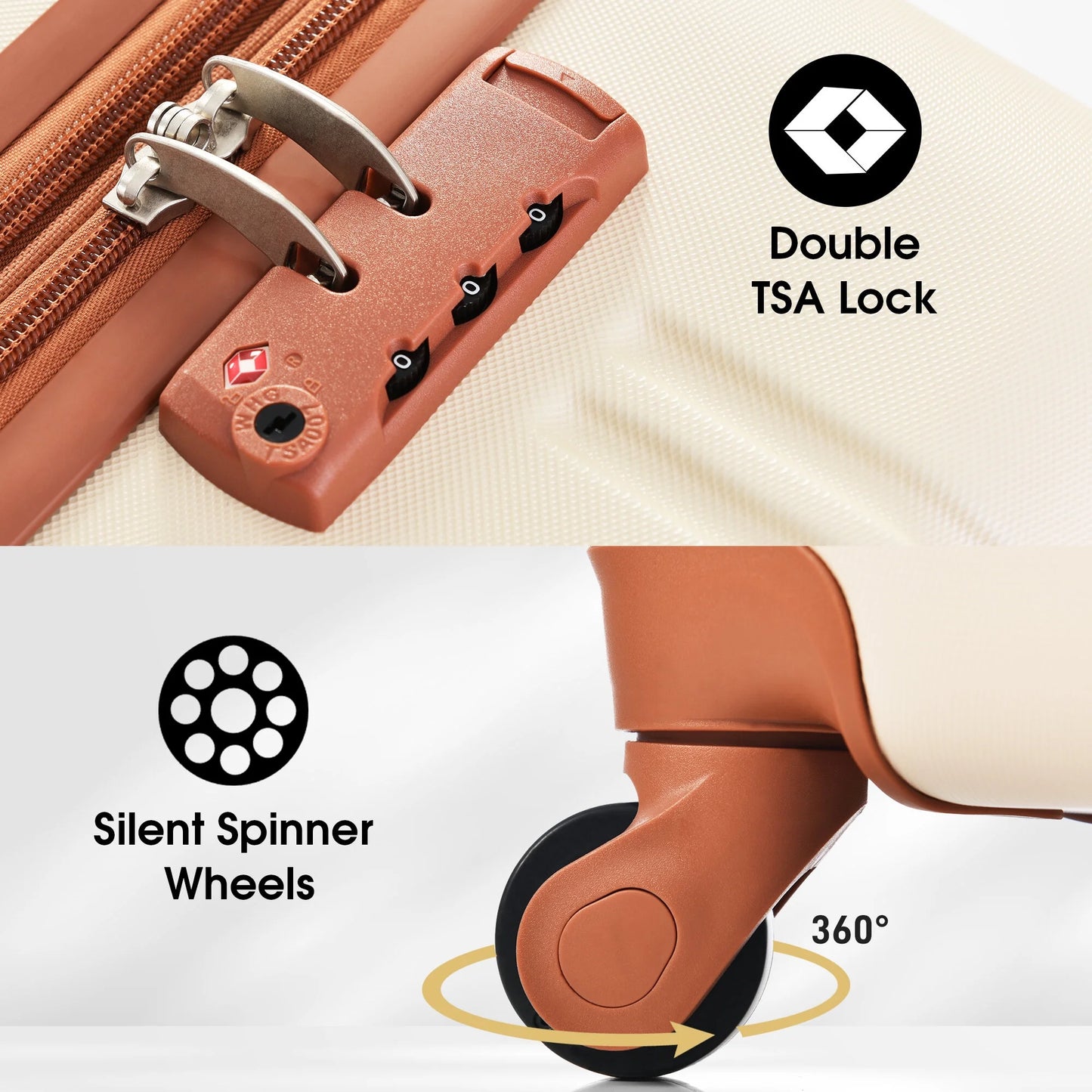 DUOSONG 3 Piece Luggage Set Hardside Spinner Suitcase With Tsa Lock 20" 24" 28" Available Purple ABS Travel Luggage Hard Case