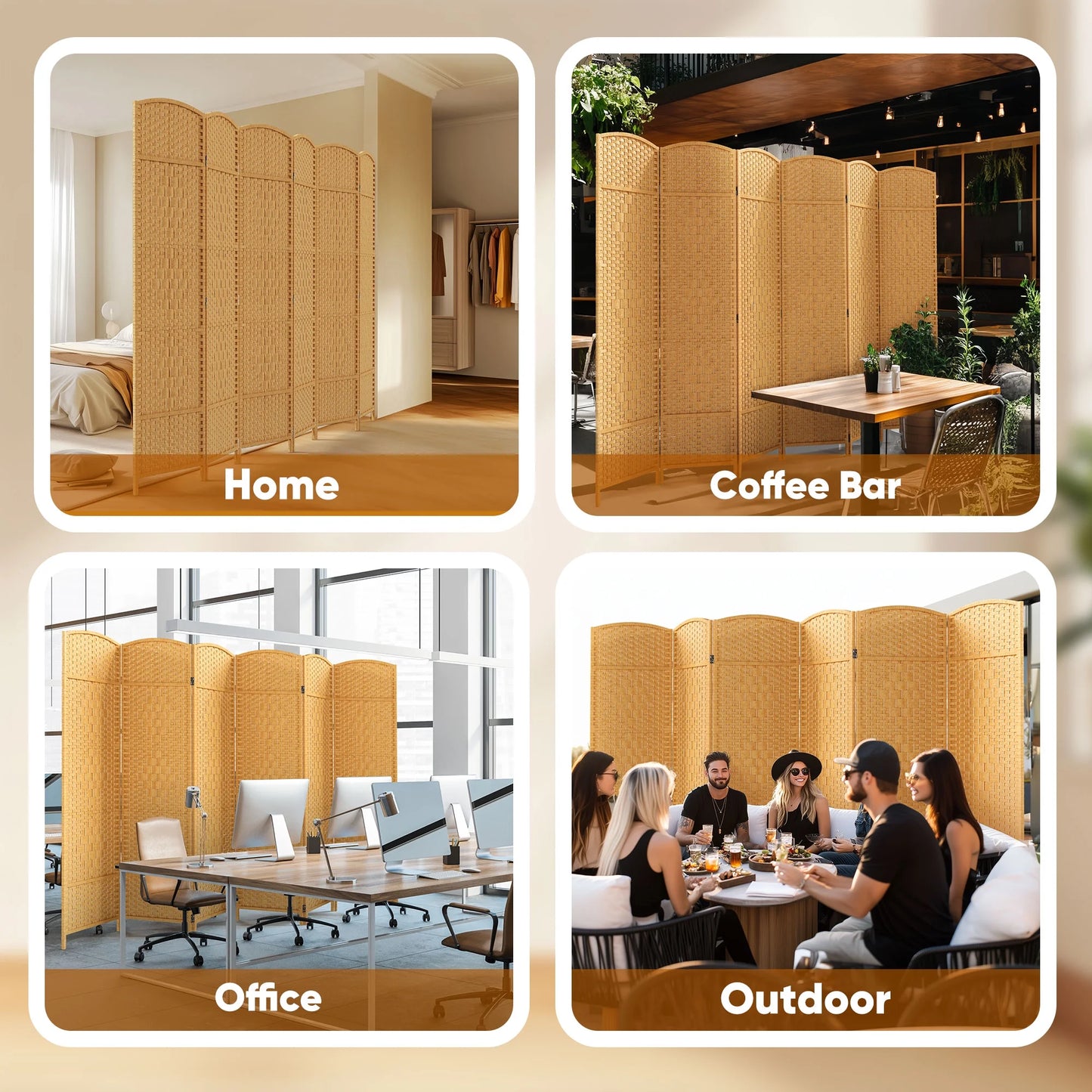 Jostyle Room Divider 6ft. Tall Extra Wide Privacy Screen, Folding Privacy Screens Freestanding Nature