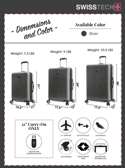 Swiss Tech Excursion 29" Hard side Rolling Upright Luggage - Charcoal