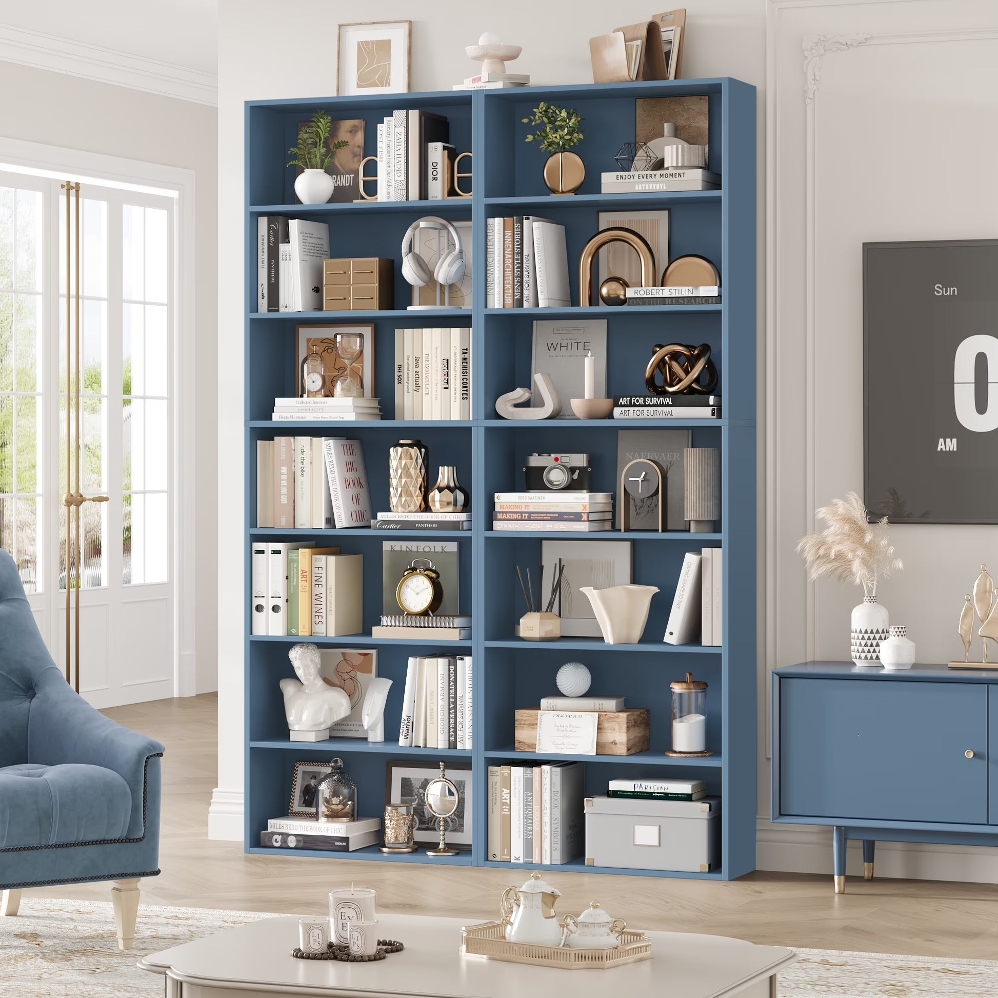Homfa 82" Tall Bookcases, Freestanding Display Storage Shelves, 7-Tier Open Bookshelf for Home Office Living Room Bedroom, White