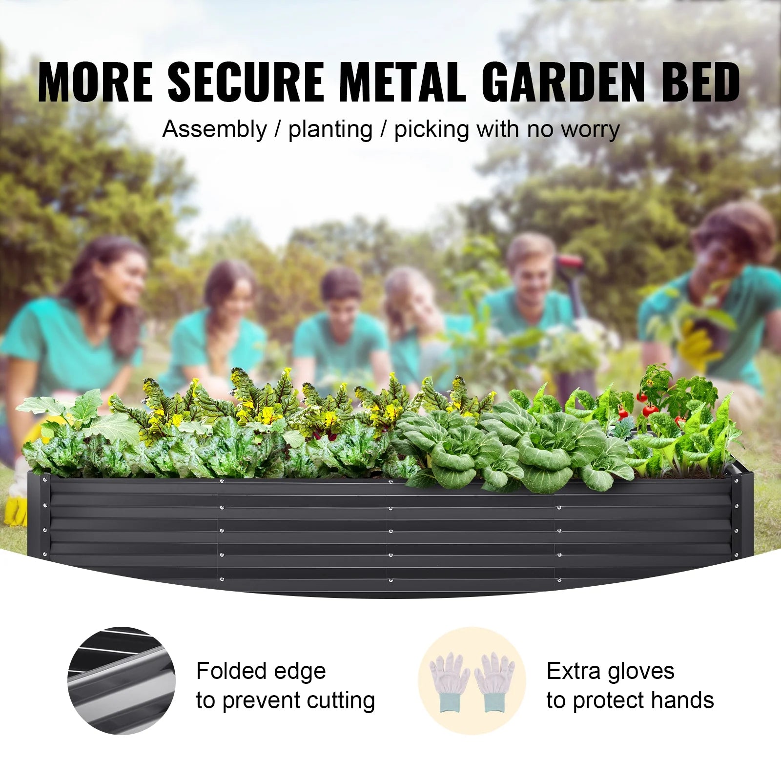 KFFKFF Elevated Garden Bed, Dimensions 8 x 4 x 2 ft, Constructed from Galvanized Metal, Open Bottom Outdoor Planters, Ideal for Cultivating Flowers, Vegetables, and Herbs in Yard, Garden, Patio