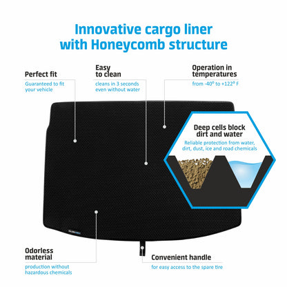 CLIM ART Cargo Liner for Kia Soul 2014-2019 Custom Fit Trunk Mat, with Honeycomb Dirtproof & Waterproof Technology - All-Climate, Heavy Duty, Anti-Slip Cargo Liner, Luggage - FL01114042