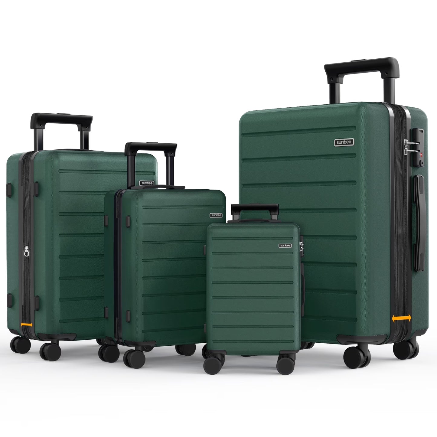 Sunbee 4 Piece Luggage Sets, Expandable Durable Hard Shell Suitcase Set Double Wheels TSA Lock, Blue