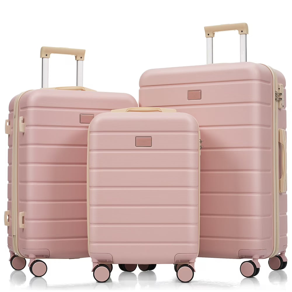Premium ABS Travel Luggage Set , 3-Piece TSA Lock Suitcase Ensemble with 20, 24, and 28 Inch