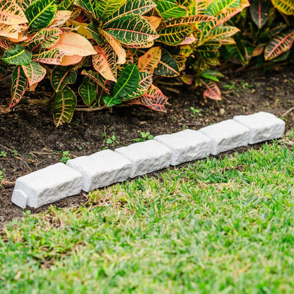 Beuta Landscape Edging | Garden Edging Border | No Dig Faux Stone Bricks for Lawn Edging, Flower beds, Pathways & YardC 4 Packs | Each Section Has 6 Bricks 48" L x 4" W x 2.25" H |12 Spikes |Limewash
