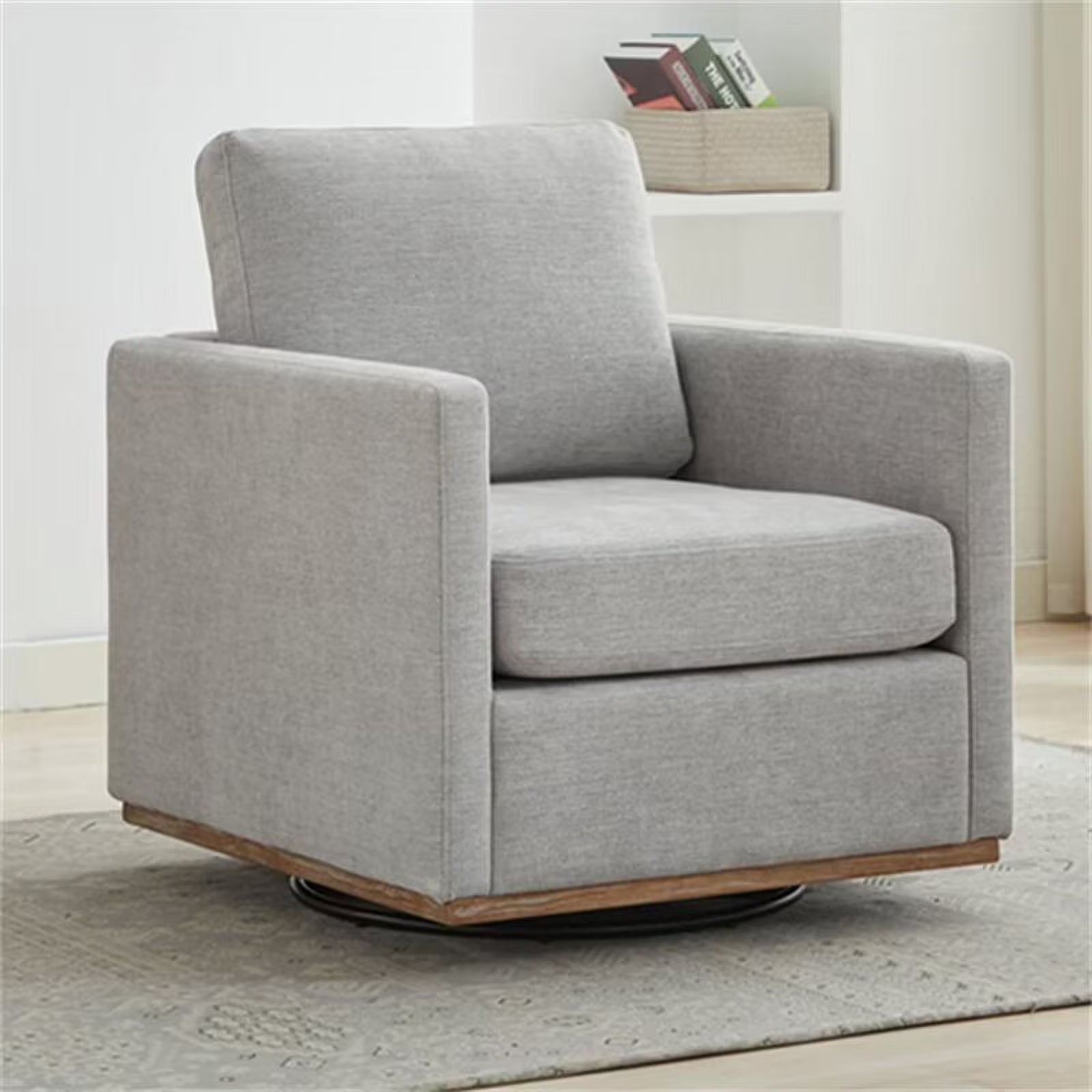 Swivel Accent Chair, Modern Chenille Upholstered Lounge Chair Armchair with 360 Degree Swiveling Base, Leisure Club Chair Comfy Accent Single Sofa Chair for Nursery Bedroom Living Room, Taupe
