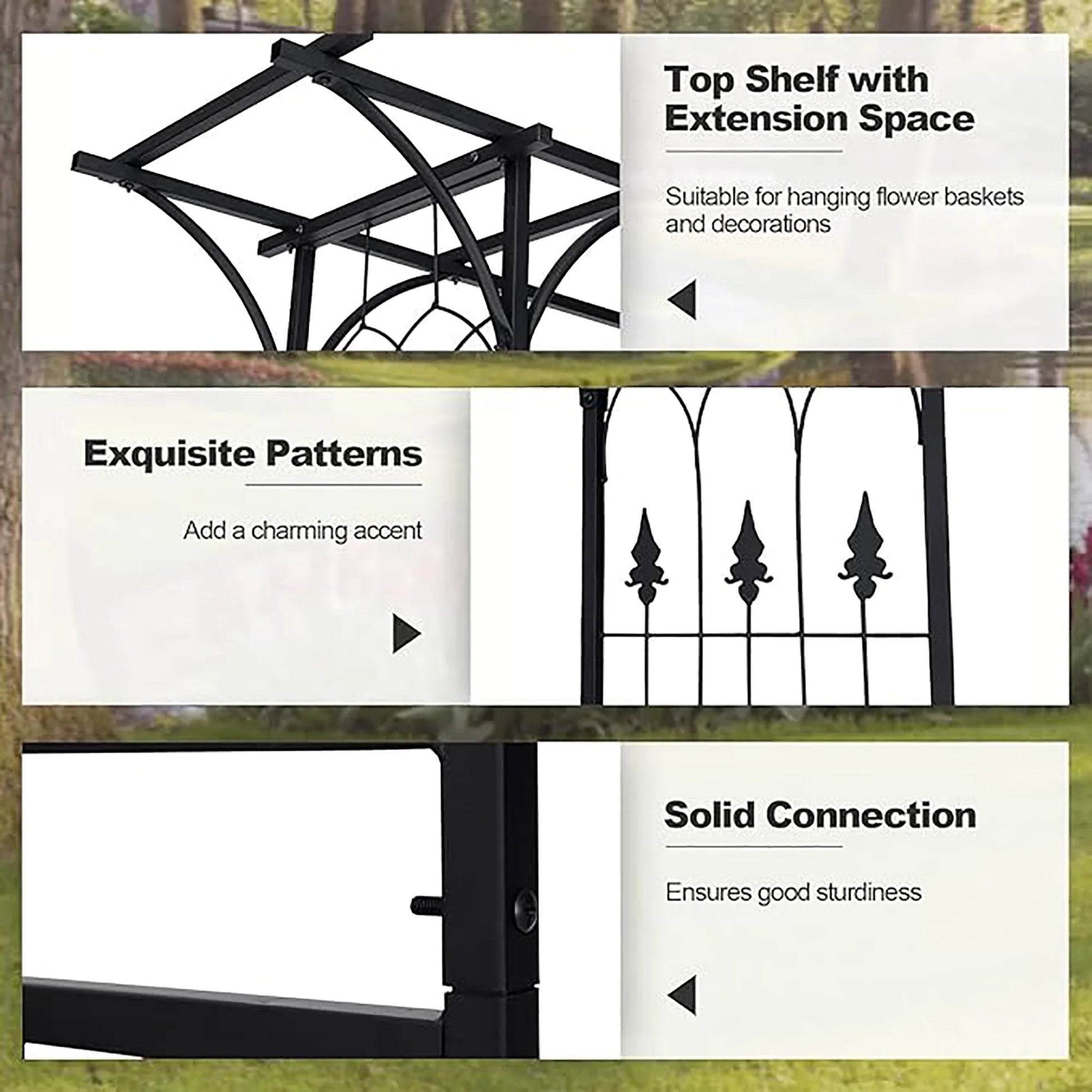 Gymax Outdoor Garden Arch Flowers Climbing Plants Trellis Metal Wedding Archway