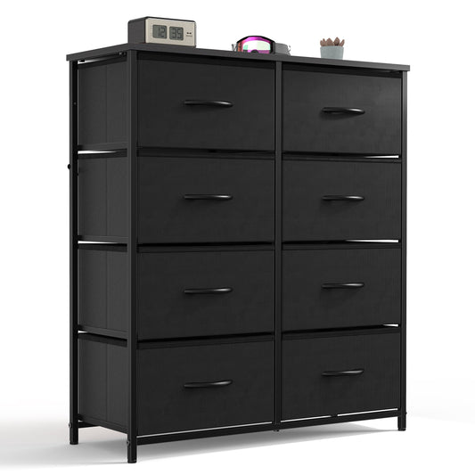 GIANNA Dresser with 8 Drawers for Bedroom, Closet, Entryway, Nursery, Black