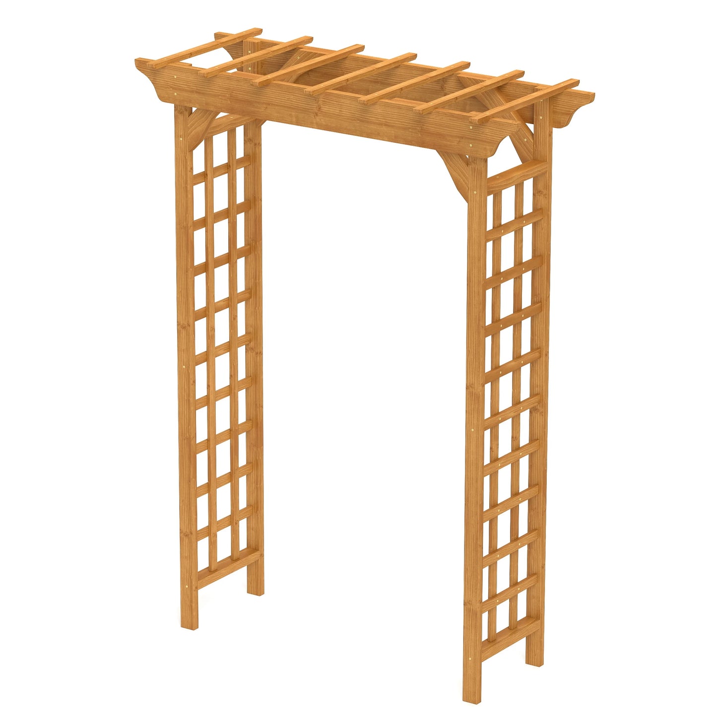 CAMSCH 85'' Premium Outdoor Wooden Arbor Arch with Trellis, Straight top, Pergola Arch for Climbing Plants, Wood Garden Yard Lattice, Wedding Arch for Ceremony, 63''(L) x 26''(W) x 85''(H)