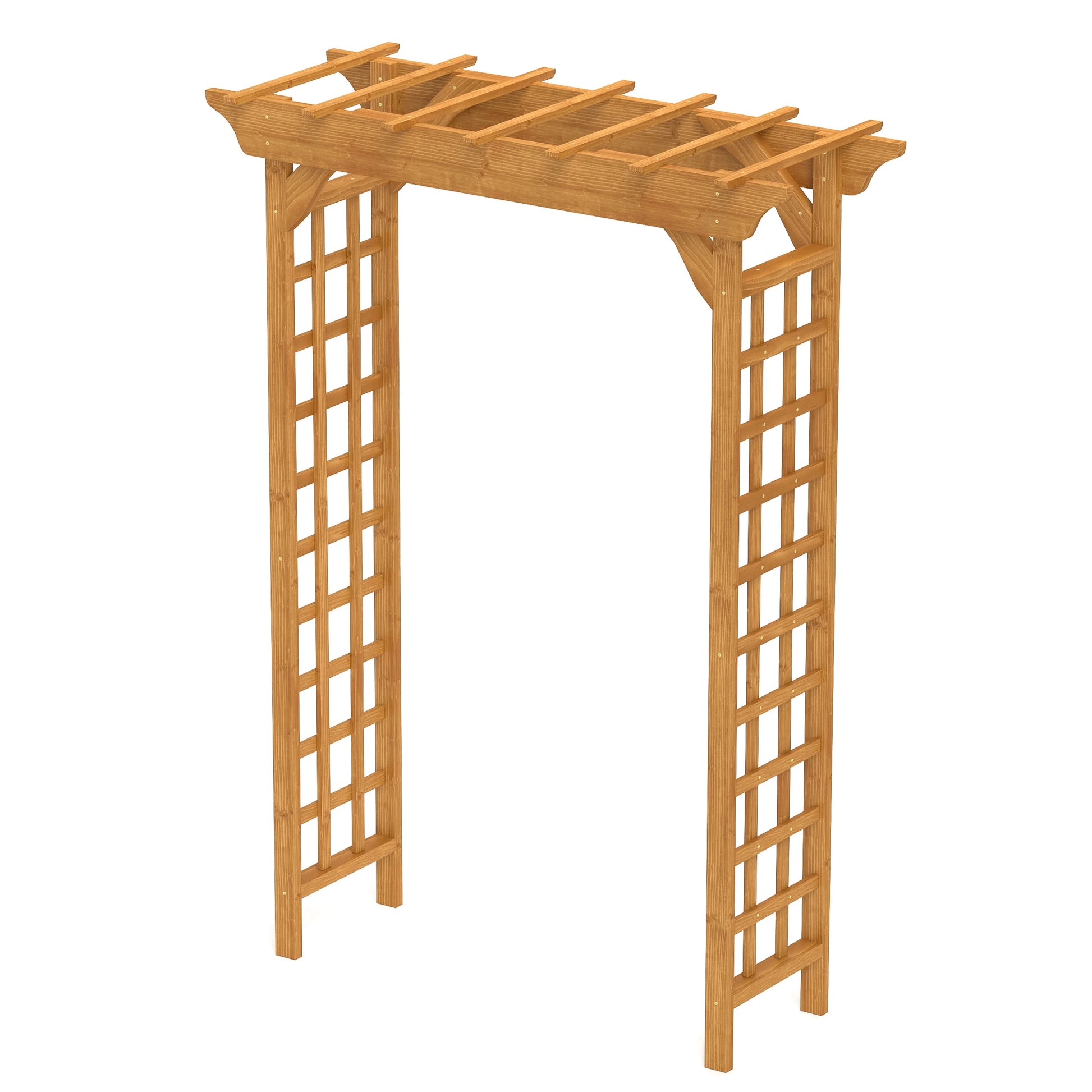 CAMSCH 85'' Premium Outdoor Wooden Arbor Arch with Trellis, Straight top, Pergola Arch for Climbing Plants, Wood Garden Yard Lattice, Wedding Arch for Ceremony, 63''(L) x 26''(W) x 85''(H)
