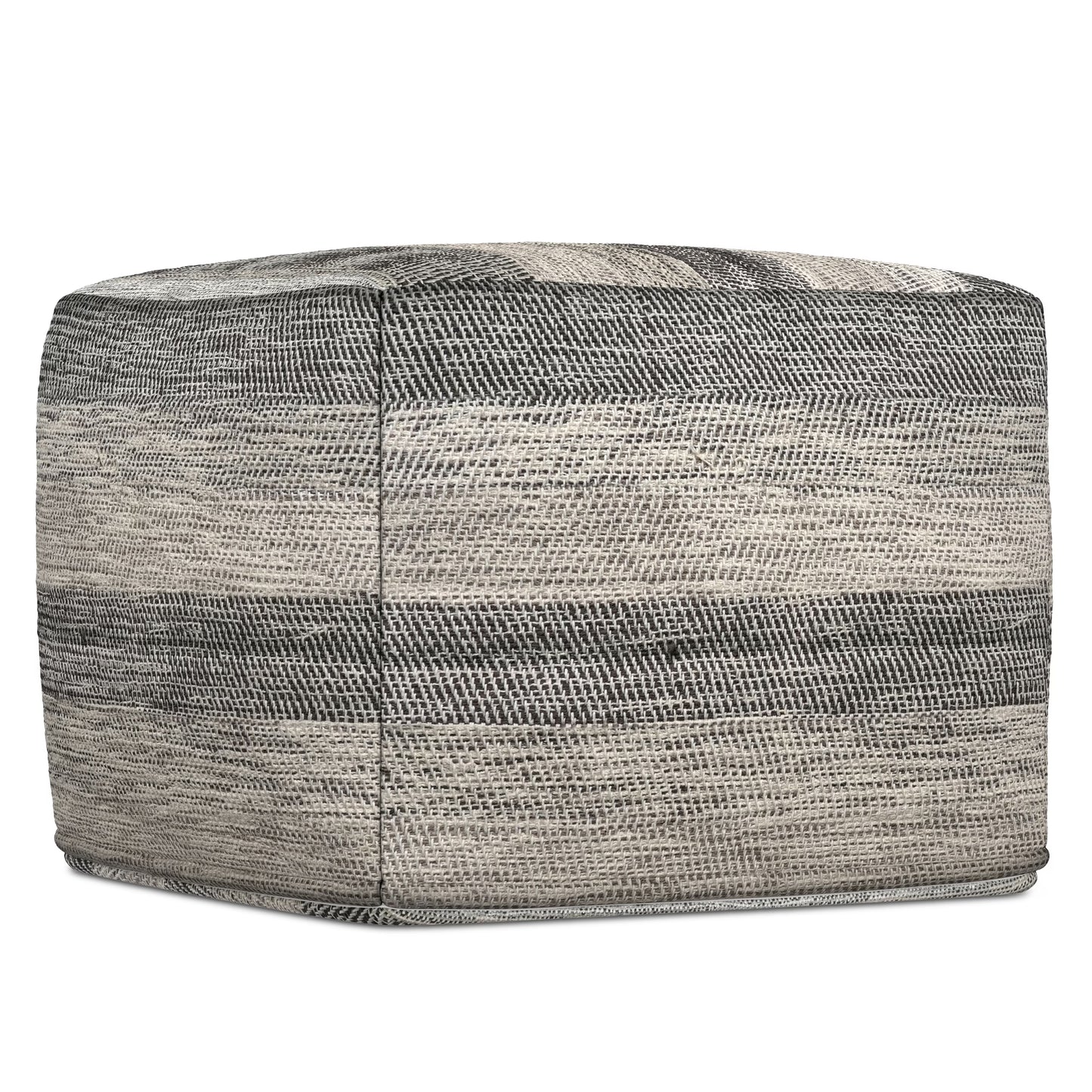 Clay Boho Square Pouf in Grey Melange Cotton