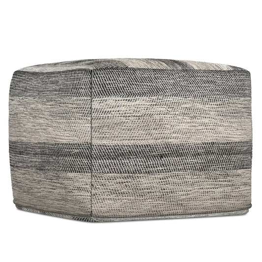 Clay Boho Square Pouf in Grey Melange Cotton