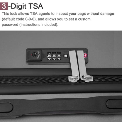 UBesGoo 3 Piece Hardshell Luggage Set, ABS Hardside Lightweight Trolley Carry On Suitcase with TSA Lock Spinner Wheels, Dark Gray