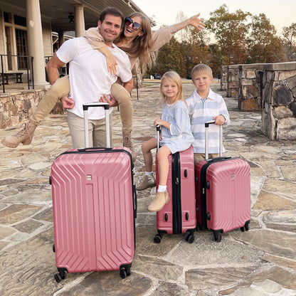Luggage Expandable Hardside,PC ABS Lightweight Checked Suitecase with Spinner Wheels,TSA Lock,28 inch Pink