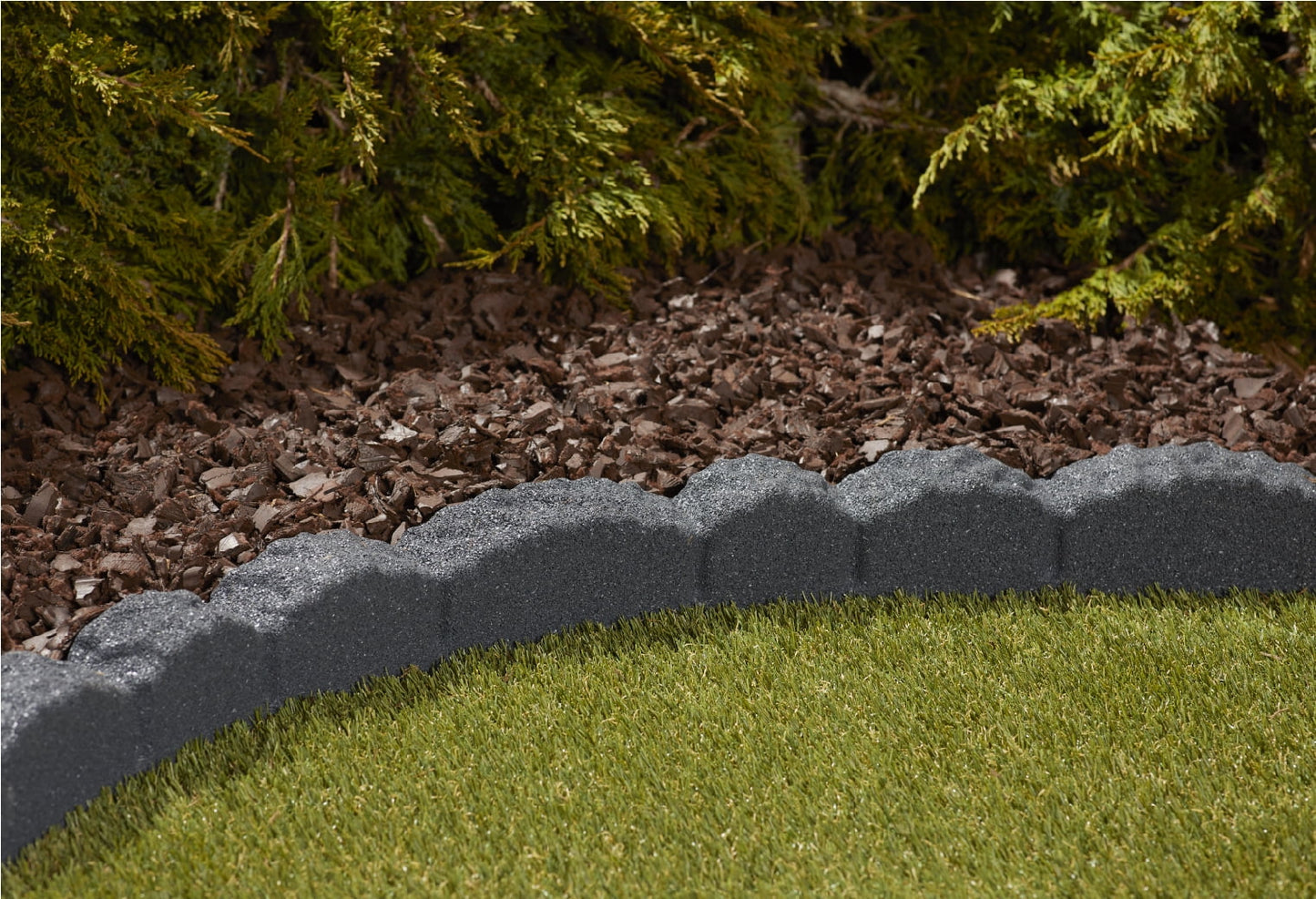 Rubberific Landscape Edging, 4' Gray Cobblestone Rubber Flower Garden Edging Border (4 Pack)