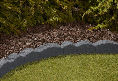 Rubberific Landscape Edging, 4' Gray Cobblestone Rubber Flower Garden Edging Border (4 Pack)