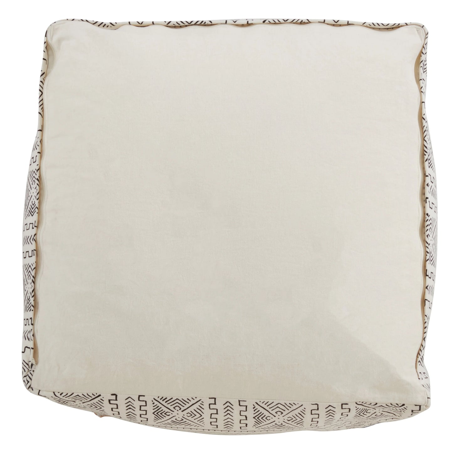 Saro Lifestyle PU663.W 20 x 20 x 14 in. Abstract Design Mudcloth Pouf, White