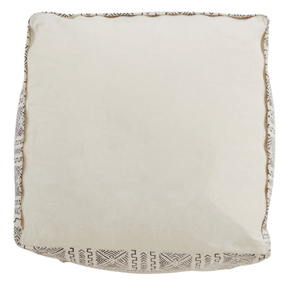 Saro Lifestyle PU663.W 20 x 20 x 14 in. Abstract Design Mudcloth Pouf, White