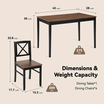 MAYEERTY Eco-Friendly Solid Wood Dining Set Sustainable Dining Table with Black Metal Accents for Home & Restaurant,Light Brown
