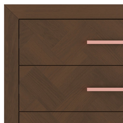 Child Craft Kieran 39" Interlocking 5-Drawer Chest for Nursery or Bedroom, Anti-Tip Kit, Herringbone Design, Crescent Gray
