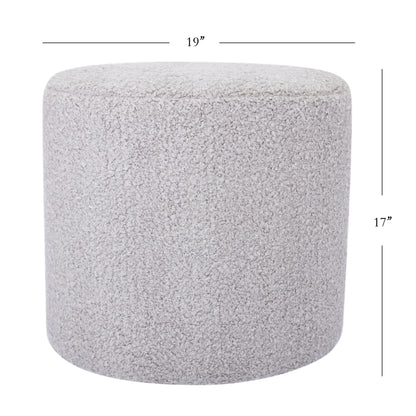 Wovenbyrd Round Pouf Ottoman with Foam Core, Gray - Perfect for Living Room or Bedroom
