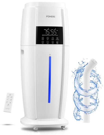 FOHERE 4.8Gal/18L Humidifier Large Room, Easy Top Fill Cool Mist Tower Humidifiers Quiet for Home, Plants, Commercial, Whole House Cover up to 1500ft2, with Smart Sensor, Remote, 5 Speeds, White