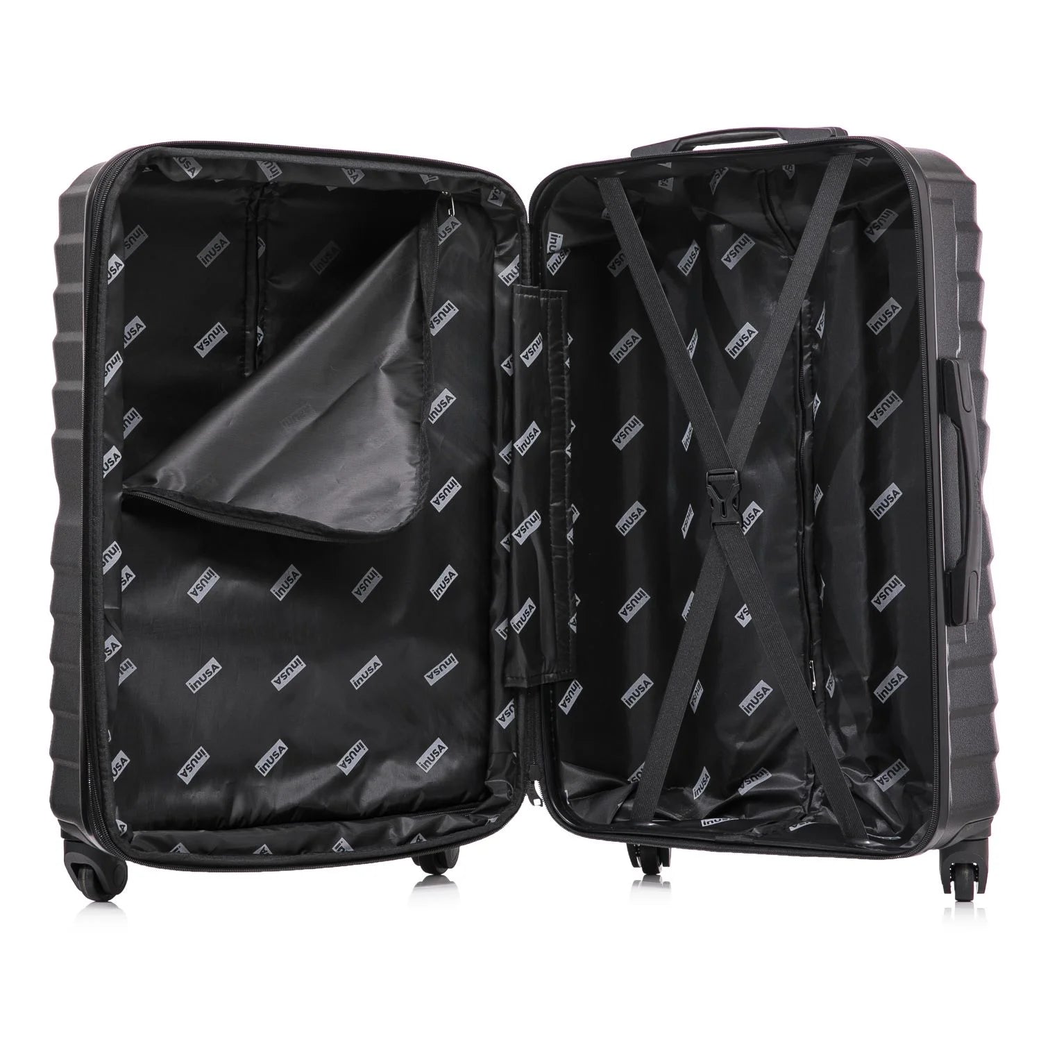 InUSA AURUM 3-Piece Hardside Luggage Sets with Spinner Wheels, Handle and Trolley, (20"/24"/28"), Black