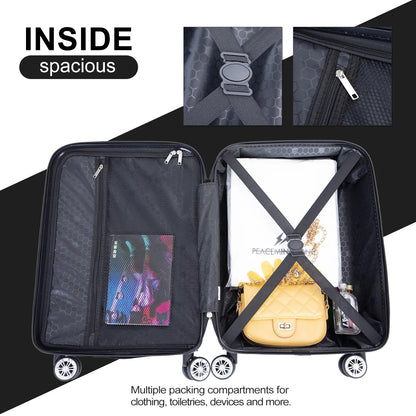 Tripcomp Luggage Sets 4 Piece Suitcase Set (14/20/24/28)Hardside Suitcase with Spinner Wheels Lightweight Carry on Luggage(Black)