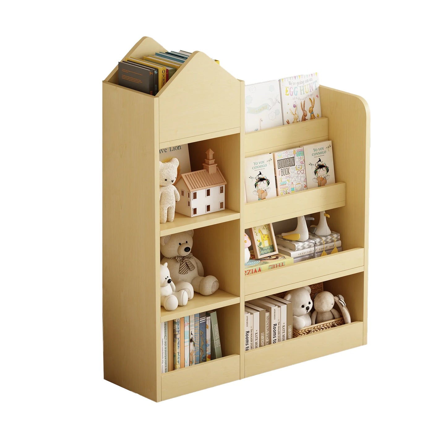 PAPROOS Kids Bookshelf, Wooden Kids Bookcase with Toy Storage Organizer Cabinet, Children Multi Shelf Cubby for Classroom, Kids Bedroom, Nursery, Wood