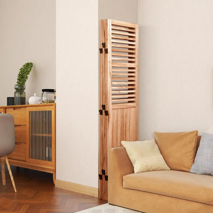 Privacy Screen 82.8'' W x 65'' H 6 - Panel Solid Wood Folding Room Divider, Natural,Outdoor Privacy Screen