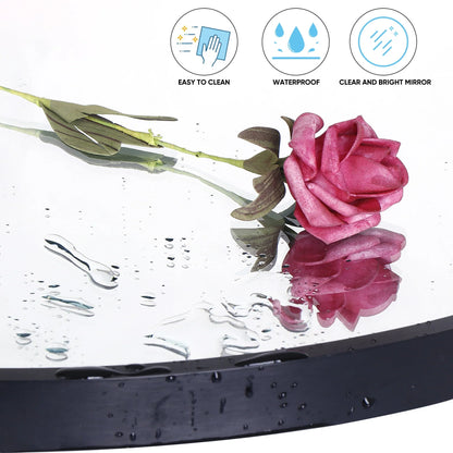 SuperDeal 24 inch Diameter Round Wall Mirror HD Explosion-Proof Black Aluminum Alloy Frame