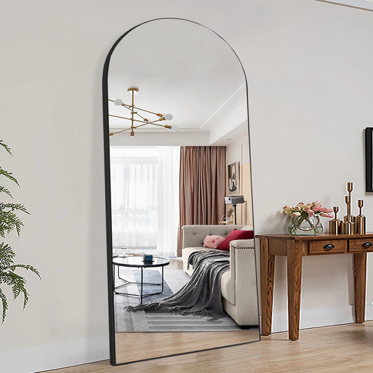 Neutype 71"x28" Modern Arched Full Length Mirror Floor Mirror Full Mirror with Bracket,Black
