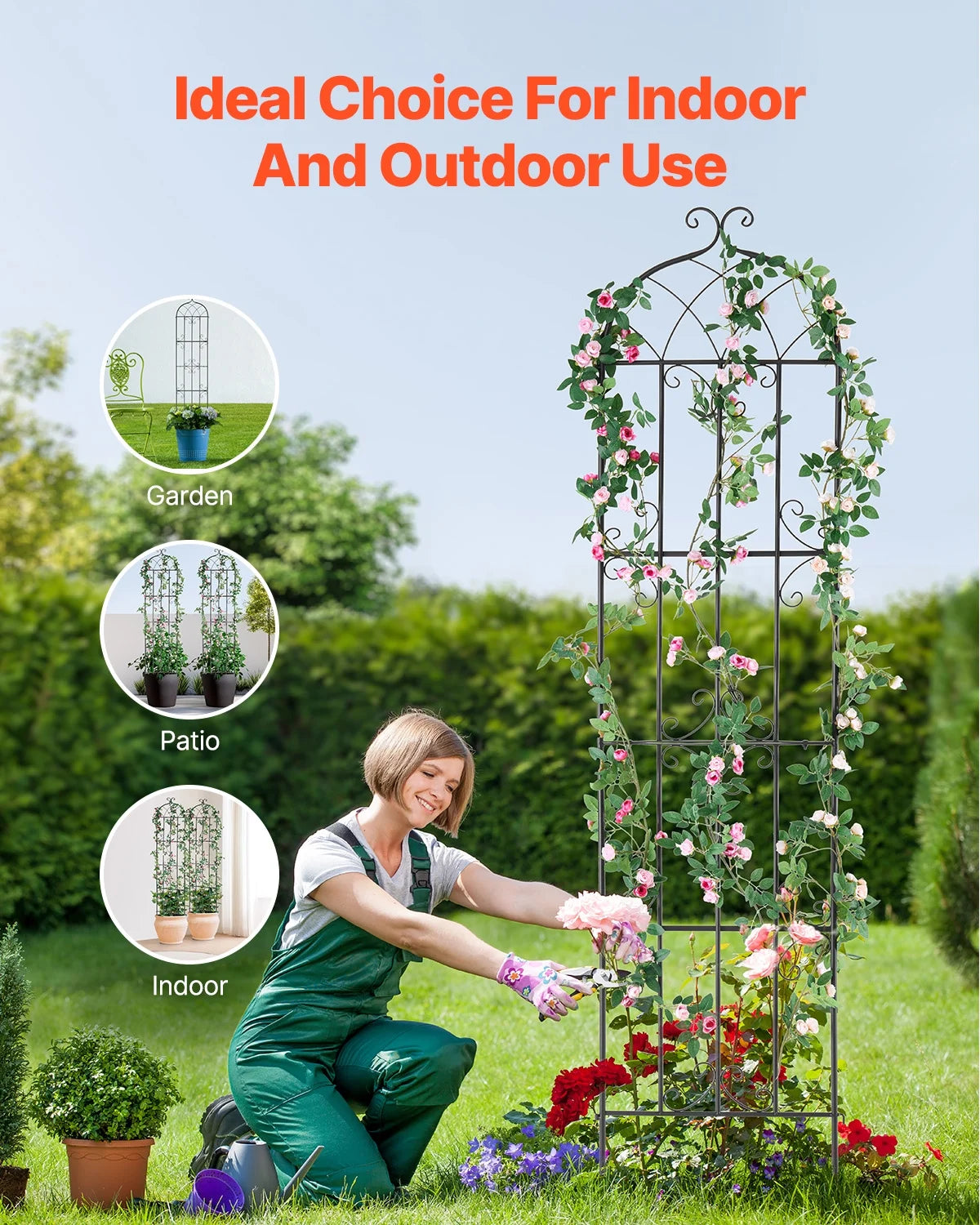 KFFKFF Outdoor Trellis for Vine Plants, Dimensions 87 x 20 inches, Set of 4 Durable Metal Garden Trellis, Ideal for Climbing Roses and Cucumbers, Decorative Clematis Trellis