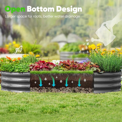 Quictent 6x3x1 ft Galvanized Raised Garden Bed Kit with Self Watering System and Mesh Cover, Large Oval Metal Outdoor Planter Garden Boxes for Vegetables Herbs Flowers
