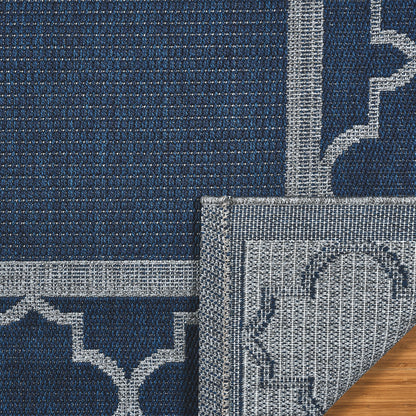 Laguna Indoor/Outdoor Area Rug, Simeon Navy Gray, 6’6” x 9’6”