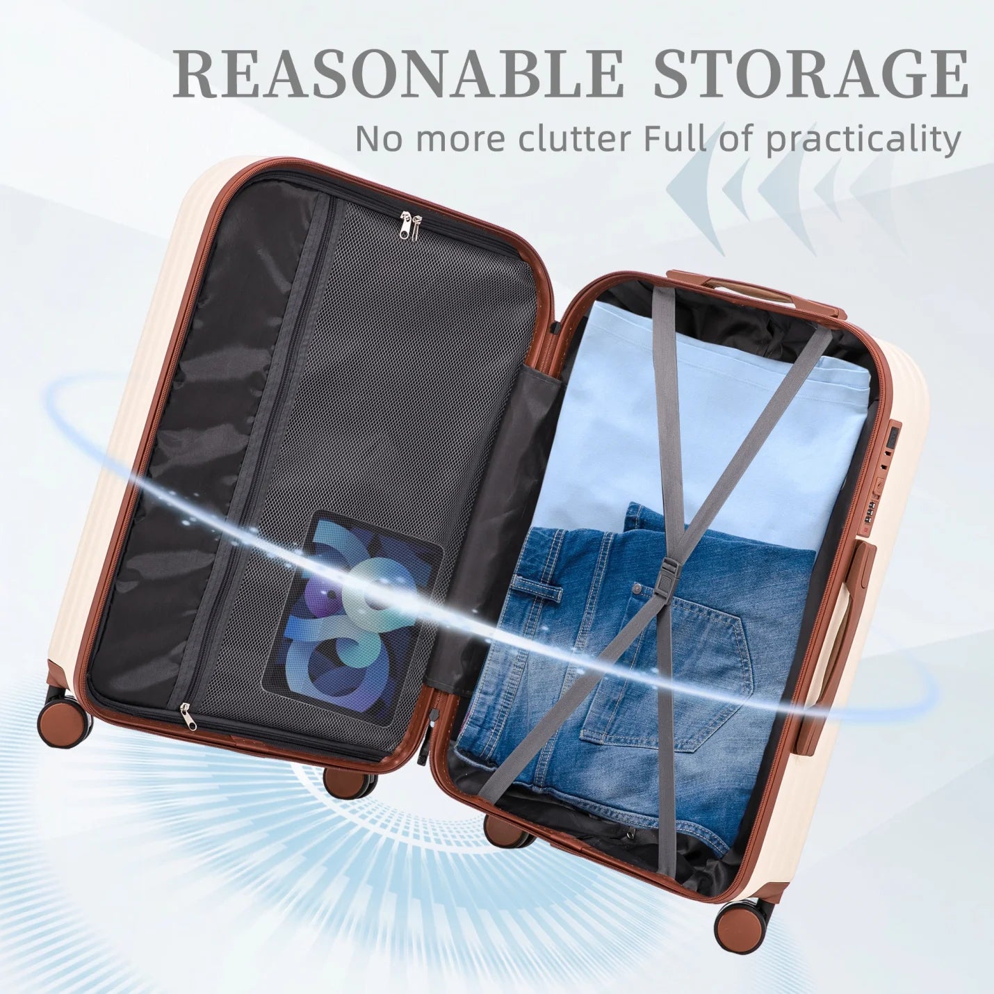 20/24/28 Inch ABS Hardshell Spinner Luggage with 3-Step Adjustable Handle, Carry-On Suitcase with USB Charging Port & Cup Holder, Waterproof Lightweight Suitcase for Travel