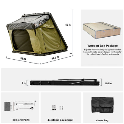 Naturnest Rooftop Tent Hardshell, Enlarged Area Roof Top Tent with Luggage Rack, Roof Tent for Vans, Jeeps, SUVs, Trucks, Camping Roof Tent Hard Shell Roof Tent, Camping, 2-3 Person Tent (Black)