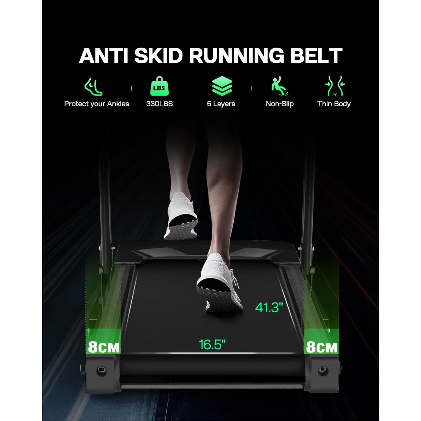 3.5HP 330 LBS Weight Foldable Electric Running Walking Machine with Bluetooth/APP for Home, Fitness Jogging Exercise, Easy Installation and Space Saver for Home Office Gym
