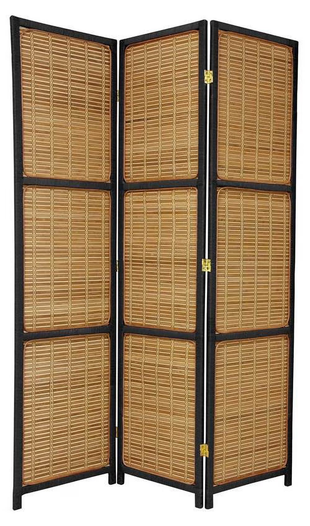 Oriental Furniture 6 ft. Tall Woven Accent Room Divider - 3 Panel - Black