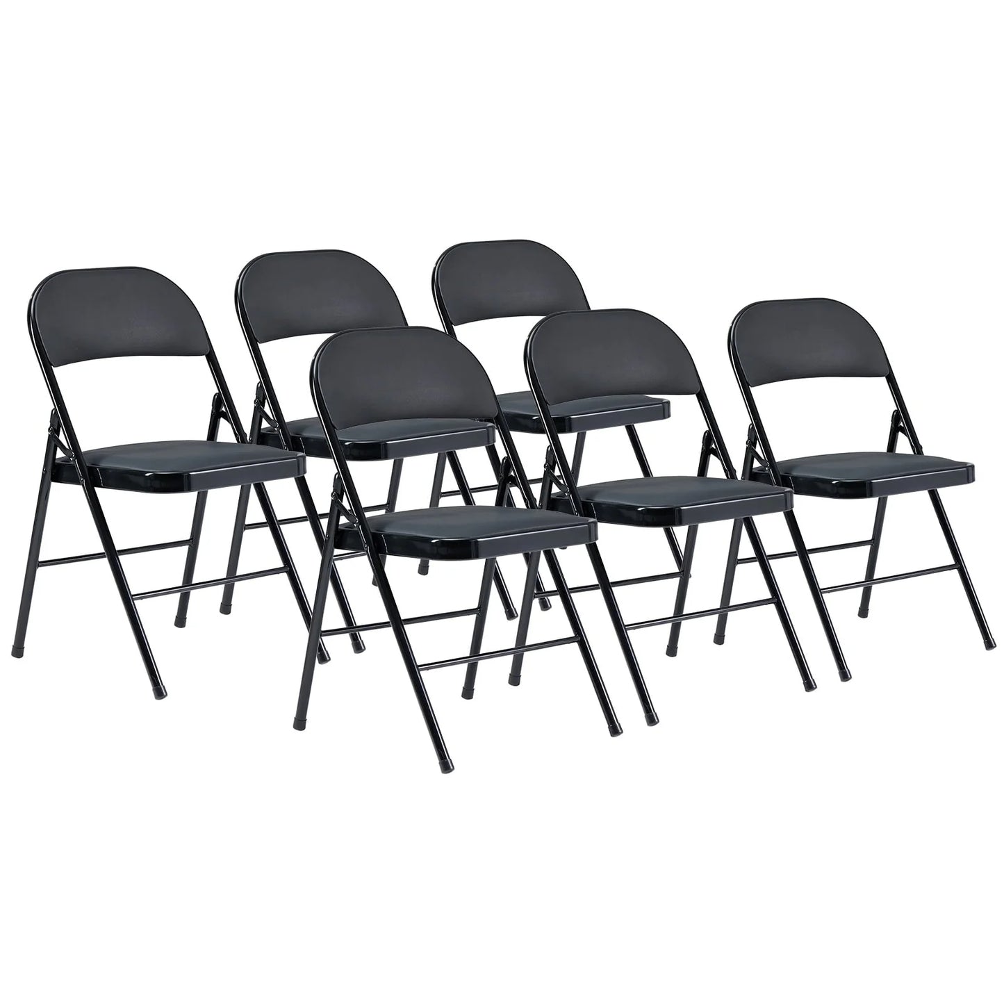 UBesGoo 6 Pack Folding Chairs Cushioned Padded Seat Wedding Chairs with Metal Frame Home Office Party Use Black