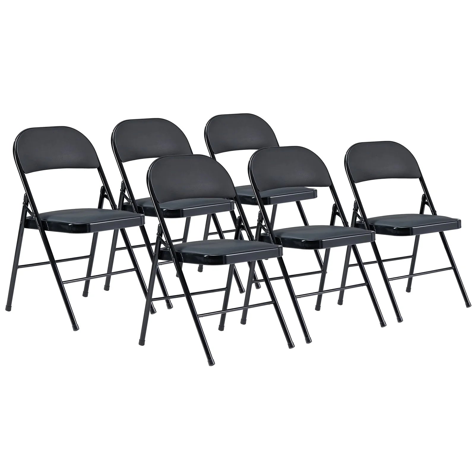 UBesGoo 6 Pack Folding Chairs Cushioned Padded Seat Wedding Chairs with Metal Frame Home Office Party Use Black