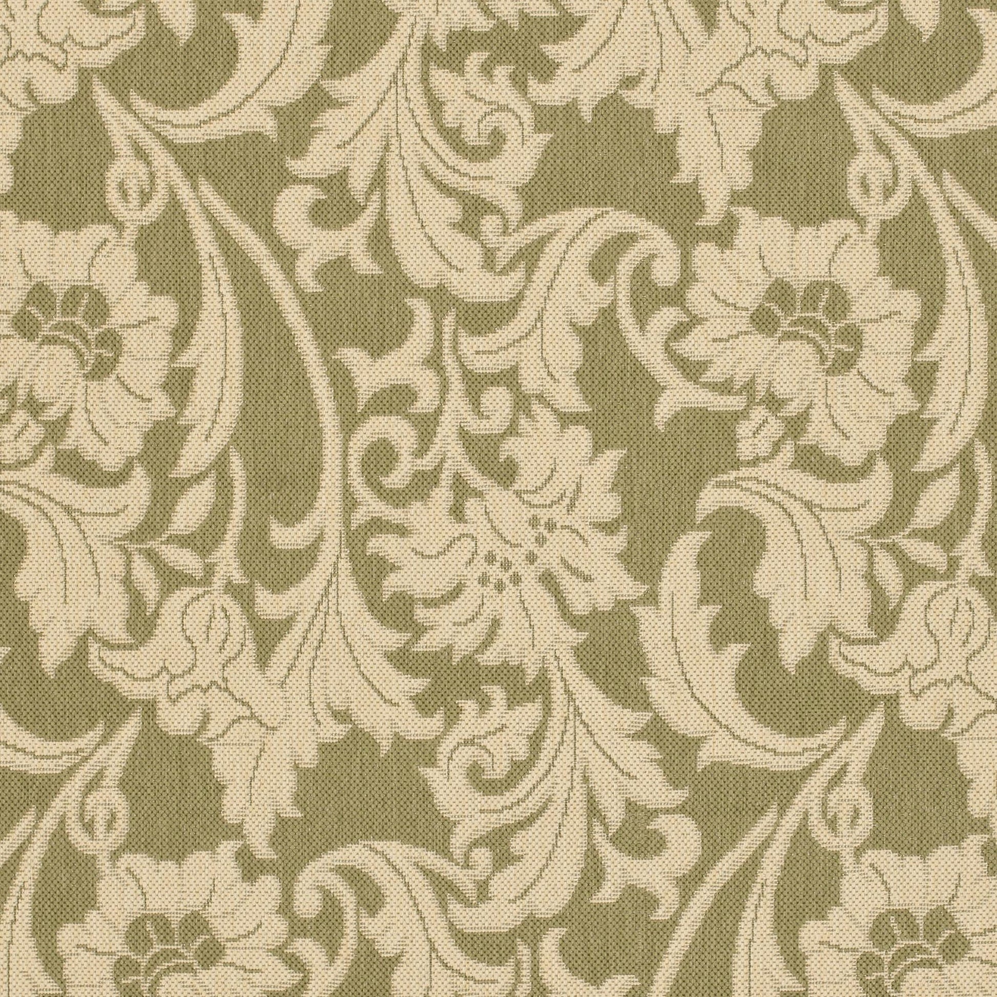 SAFAVIEH Courtyard Aubrey Floral Indoor/Outdoor Area Rug, Green/Creme, 5'3" x 7'7"