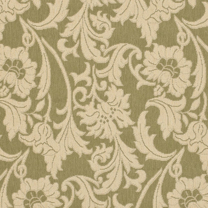 SAFAVIEH Courtyard Aubrey Floral Indoor/Outdoor Area Rug, Green/Creme, 5'3" x 7'7"