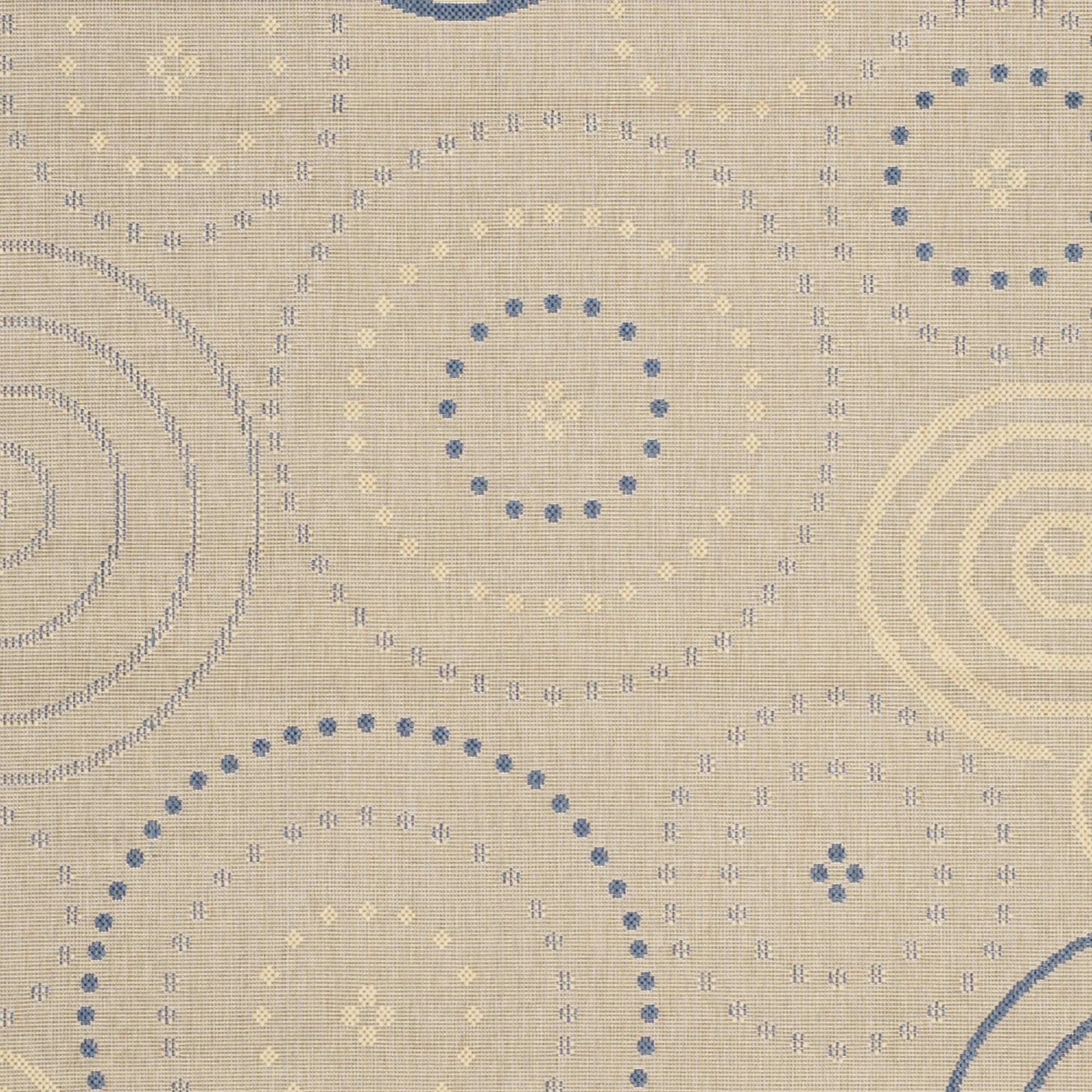 SAFAVIEH Courtyard Hugo Geometric Indoor/Outdoor Area Rug, 6'7" x 9'6", Natural/Blue