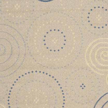 SAFAVIEH Courtyard Hugo Geometric Indoor/Outdoor Area Rug, 6'7" x 9'6", Natural/Blue