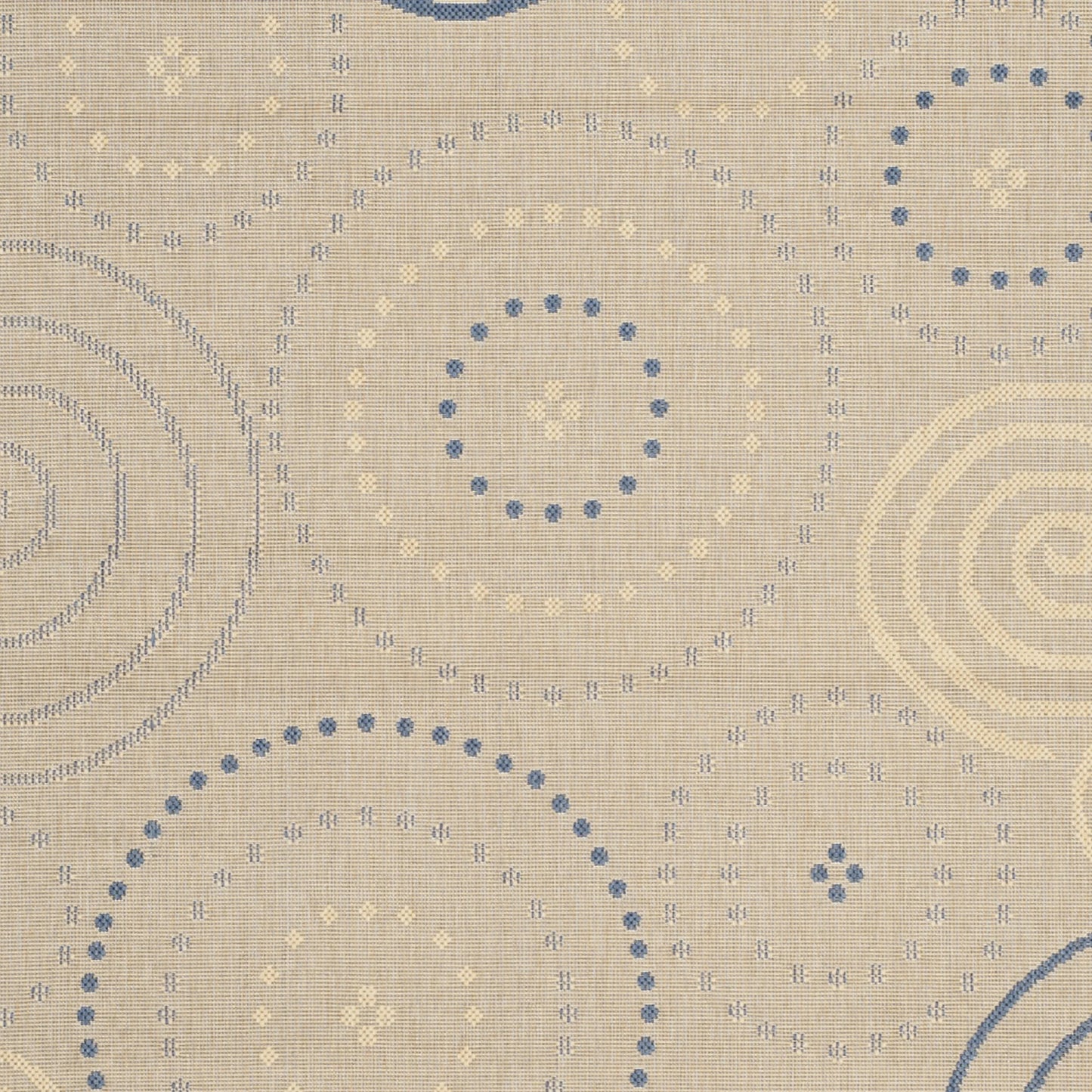 SAFAVIEH Courtyard Hugo Geometric Indoor/Outdoor Area Rug, 6'7" x 9'6", Natural/Blue