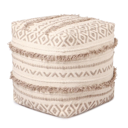 REDEARTH ? Tufted Pouf Ottoman with Filler Textured Storage Cube Bean Bag Pouffe Footrest for Living Room, Bedroom, Nursery, Kidsroom; 100% Cotton (17.5"X17.5"X17.5", Diamond Virgule)